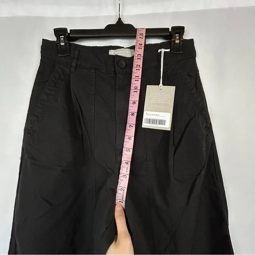 NEW Everlane Crop Black Wide Straight Leg Cargo Pants Cotton Linen Blend Size 6